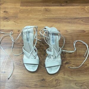 Steve Madden Cream Lace-Up Strappy Heels